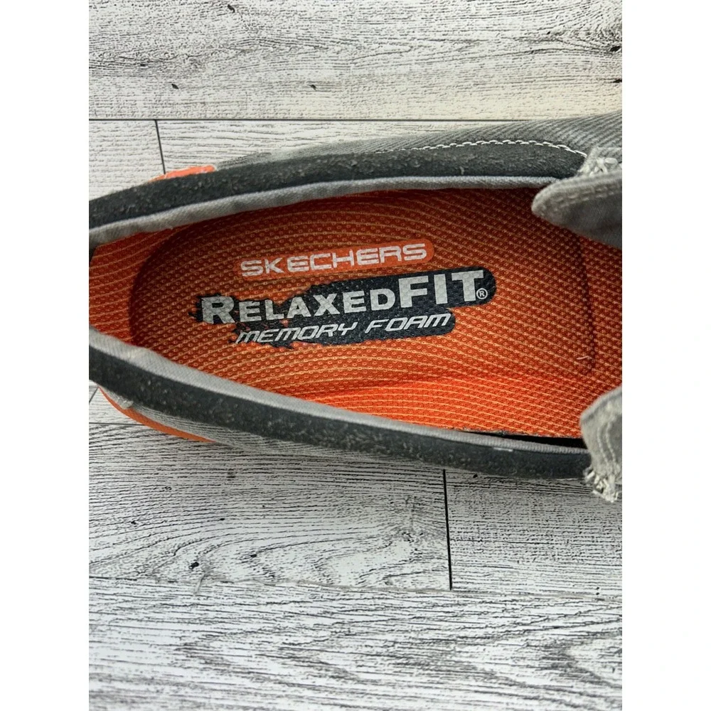Skechers Relaxed Fit Men's Charcoal Canvas Loafer Shoes Slip On Size‎ 9